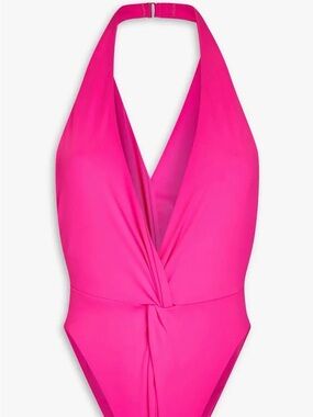 Mara Hoffman Gabriela Halter Top One-Piece Swimsuit - Hot Pink in Size Large